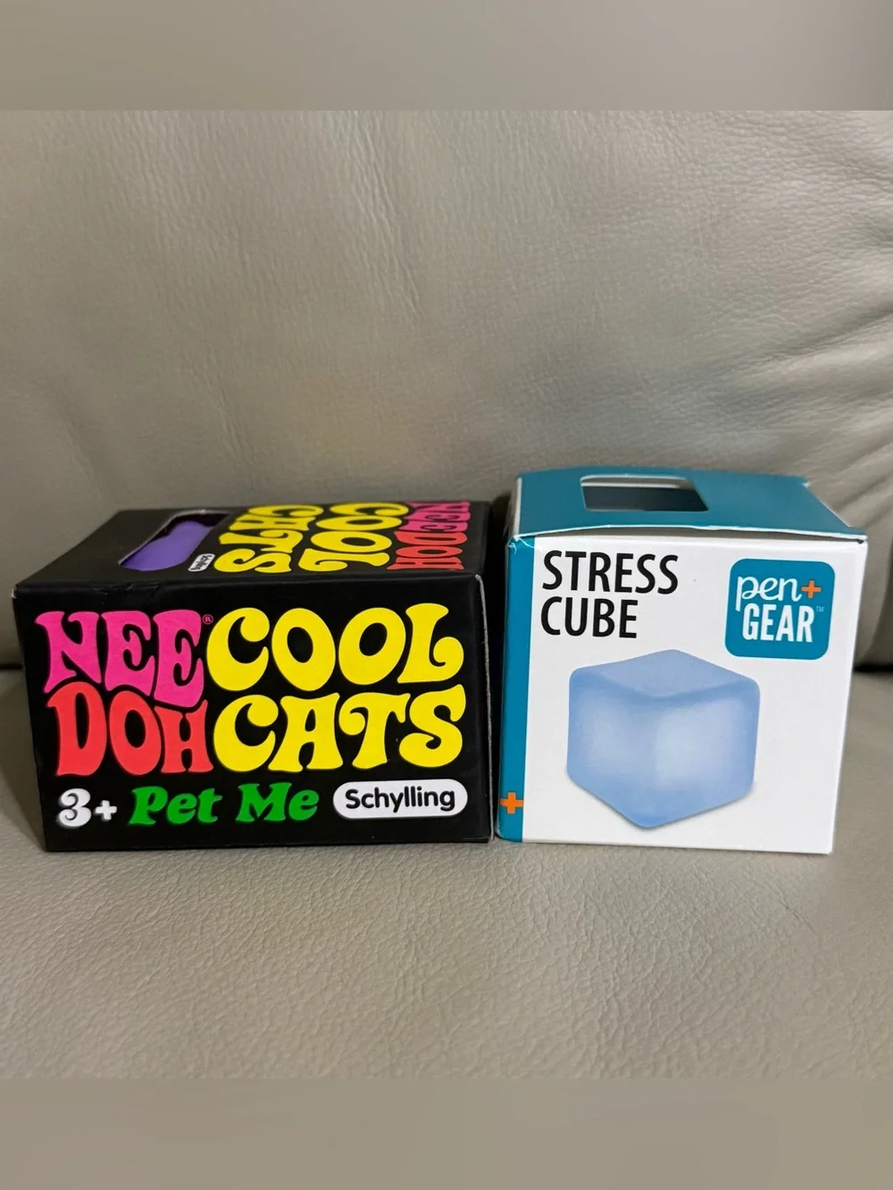 NEW Schylling NeeDoh Purple Cool Cats + Pen & Gear Stress Cube Blue Viral Squish